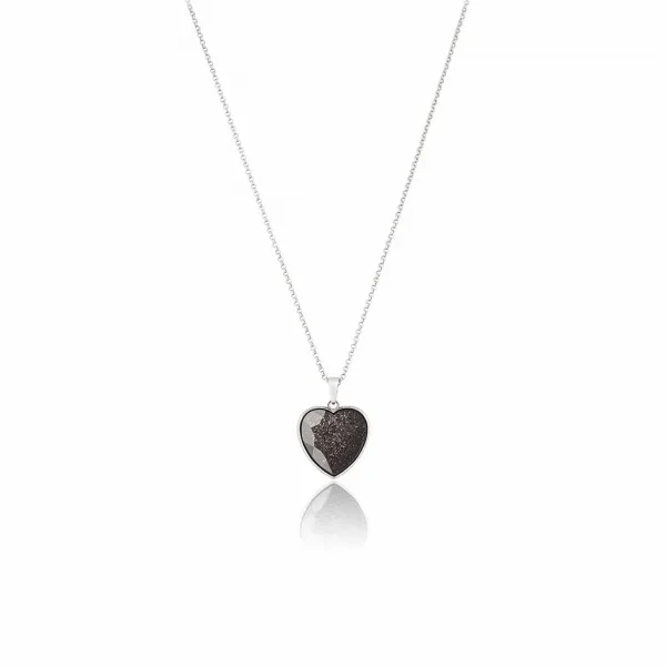 gioiello con ceneri animali domestici, ciondolo a forma di cuore da 18mm color argento rodiato e pietra sfaccettata a diamante