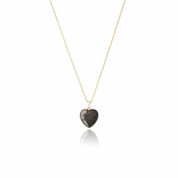 gioiello con ceneri animali domestici, ciondolo a forma di cuore da 18mm color oro 18 carati e pietra sfaccettata a diamante