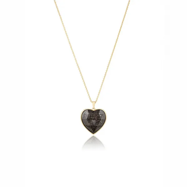 gioiello personalizzato per animali domestici byebau con cuore bombato a diamante da 25mm in argento 925, color oro 18 carati